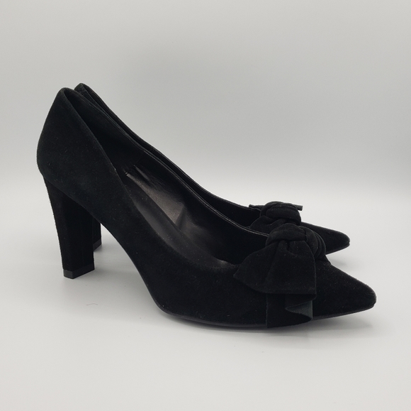 VANELi Black Suede Bow Pointed Toe Heels, Size 8 - Picture 3 of 12